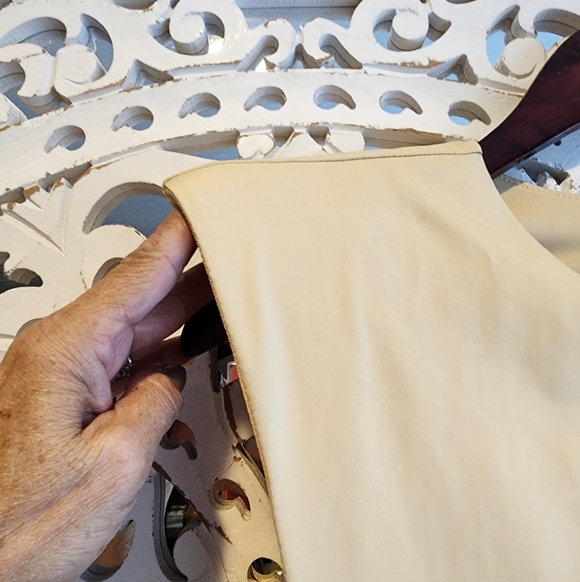 ET CLET BODYSUIT IN TAN CREW NECK WITH SHOULDER PADS NWOT SIZE MEDIUM - Picture 7 of 12